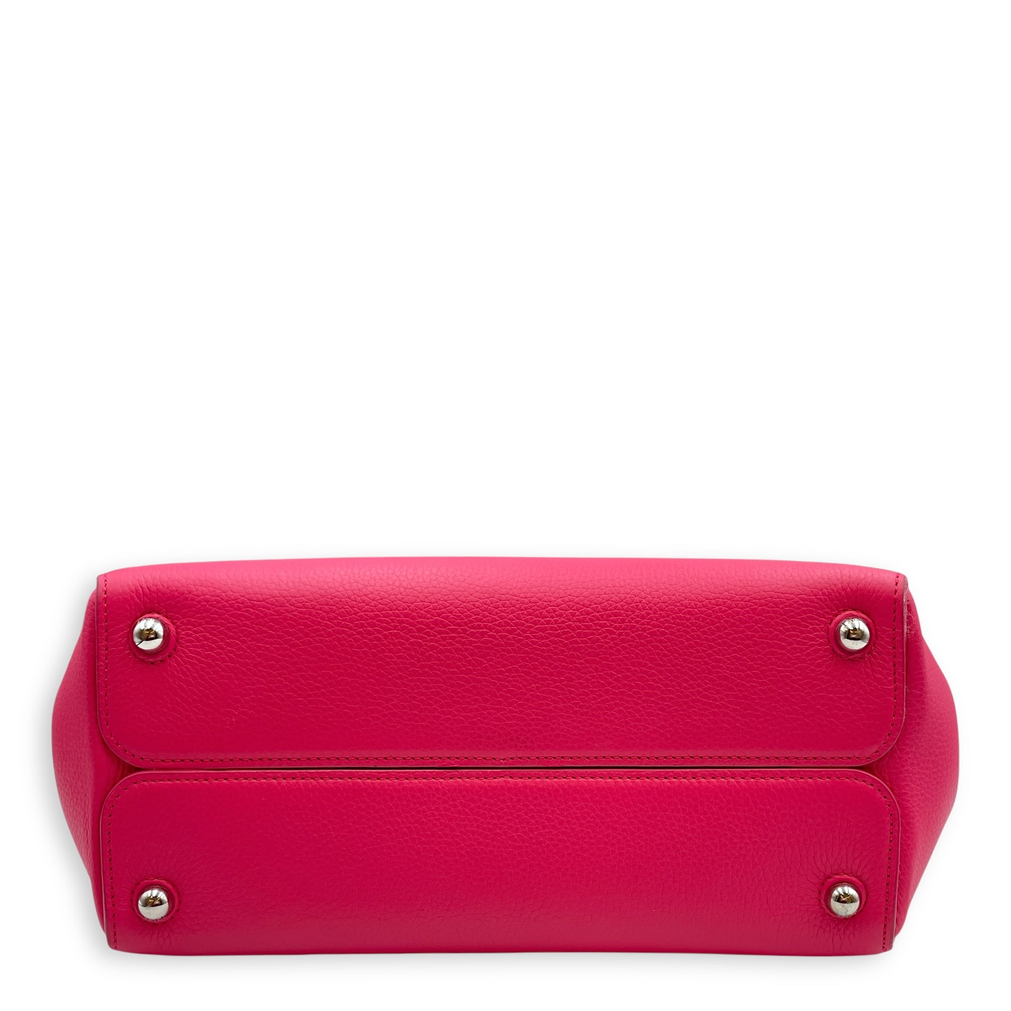 Open bar bag Pink Top Handle Bag in Calfskin, Silver hardware