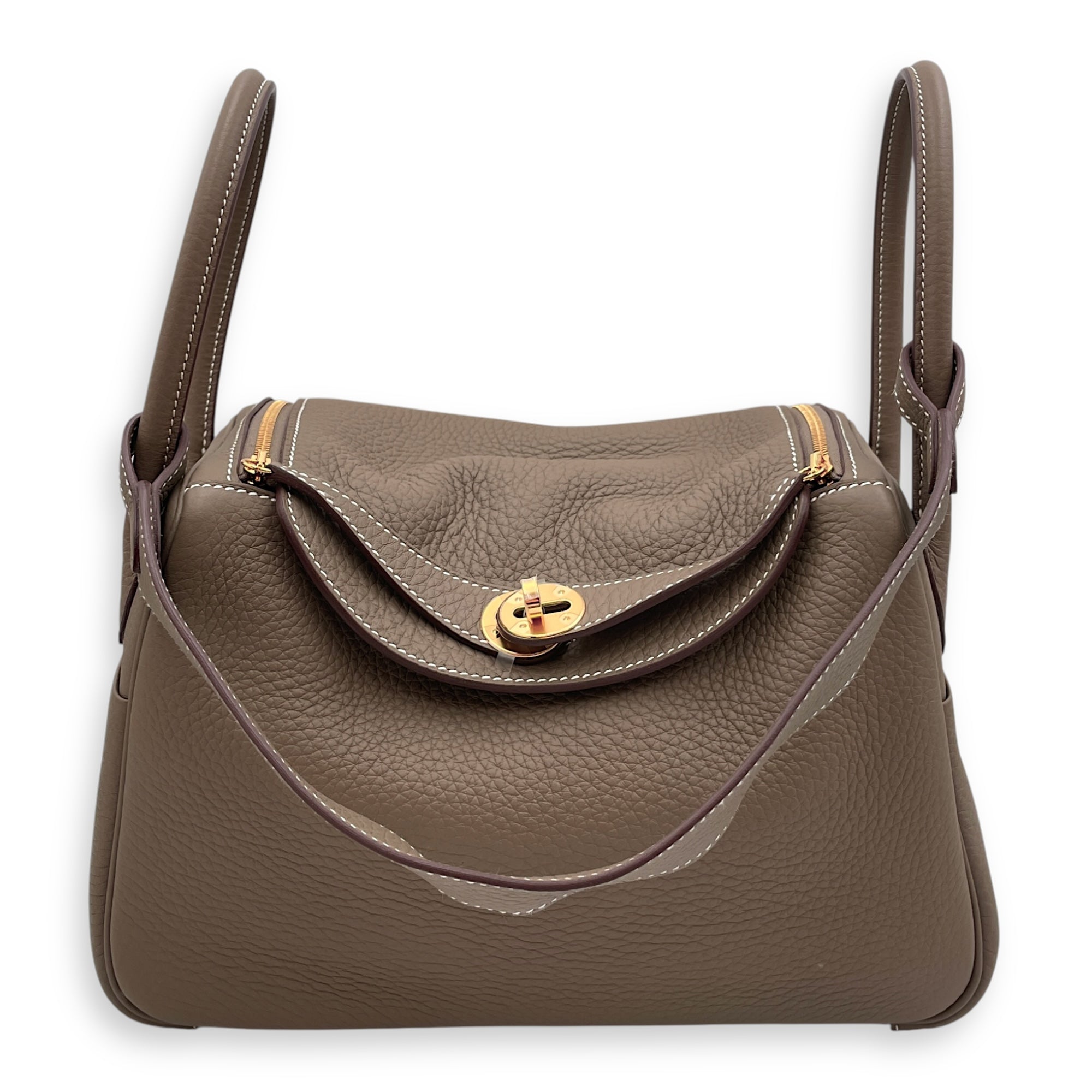 Lindy 26 Etoupe in Clemence, Gold hardware