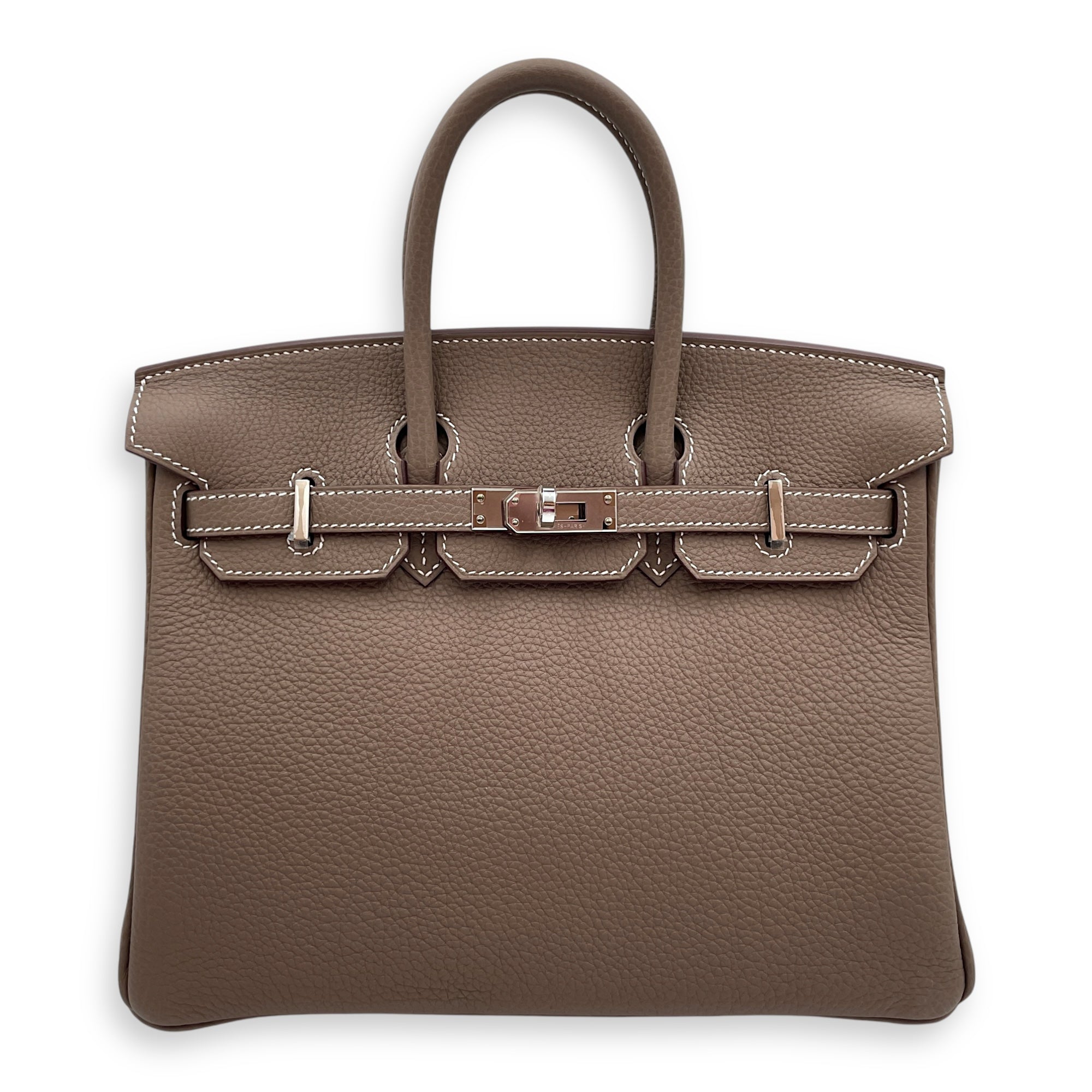 Birkin 25 Etoupe in Togo, Palladium hardware