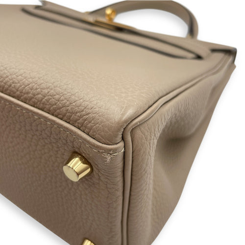Kelly 28 Gris Tourterelle in Togo, Gold hardware