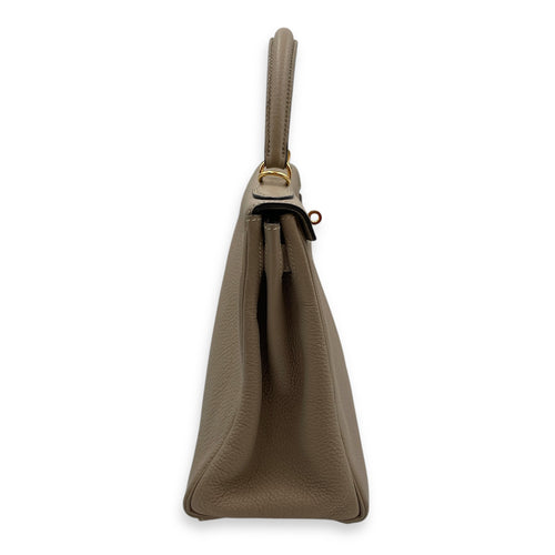 Kelly 28 Gris Tourterelle in Togo, Gold hardware