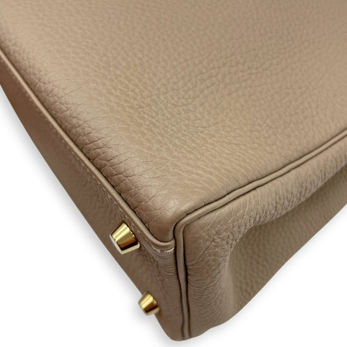 Kelly 28 Gris Tourterelle in Togo, Gold hardware