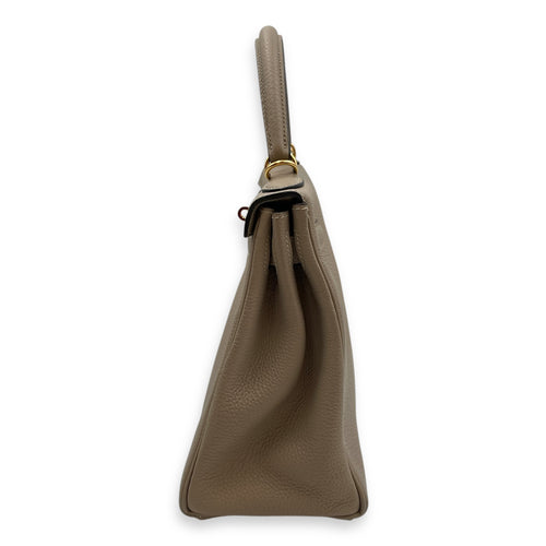 Kelly 28 Gris Tourterelle in Togo, Gold hardware