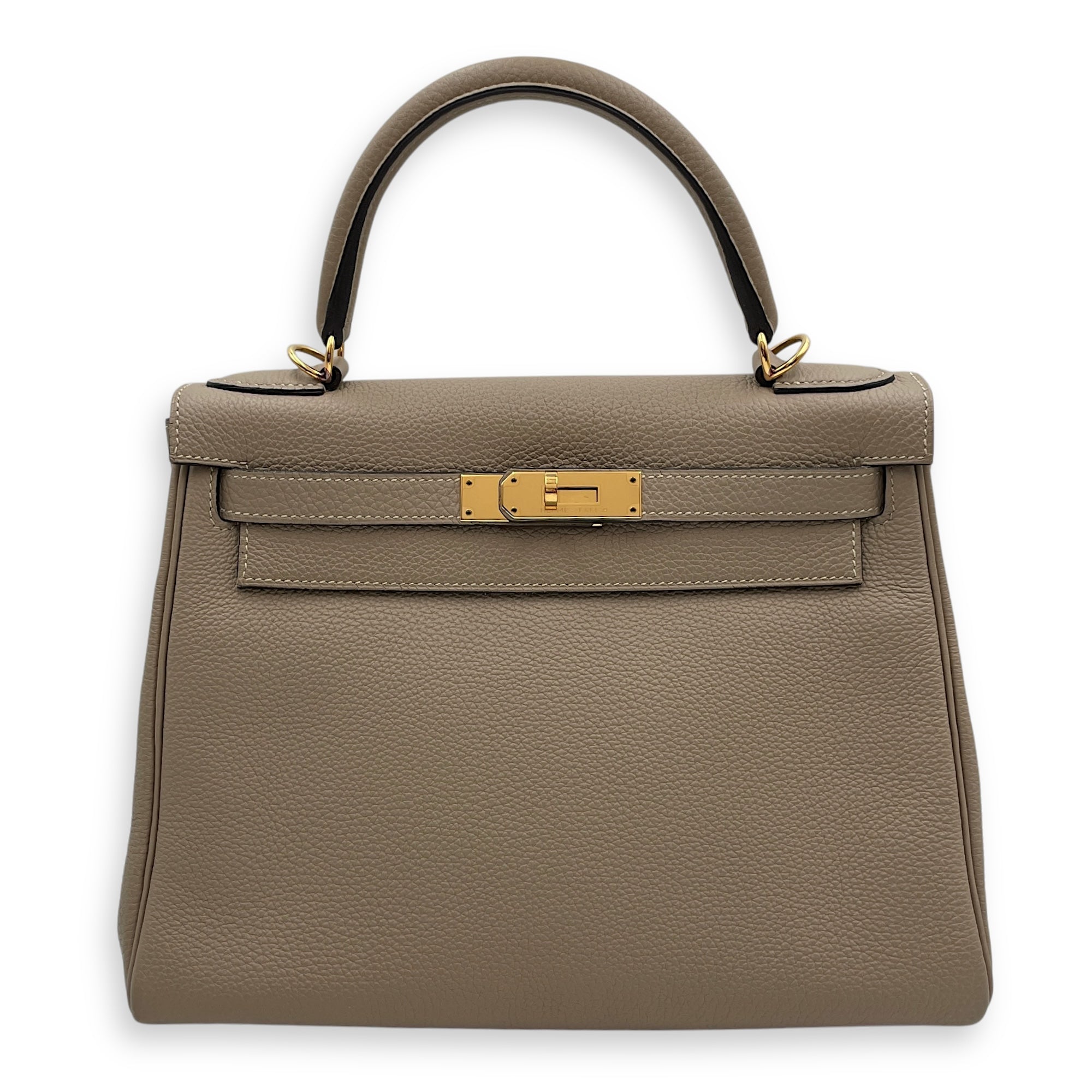 Kelly 28 Gris Tourterelle in Togo, Gold hardware