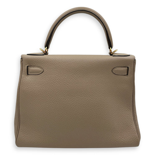Kelly 28 Gris Tourterelle in Togo, Gold hardware