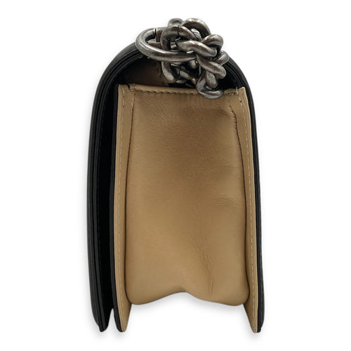 Boy Beige/Black Shoulder Bag in Lambskin, Ruthenium hardware