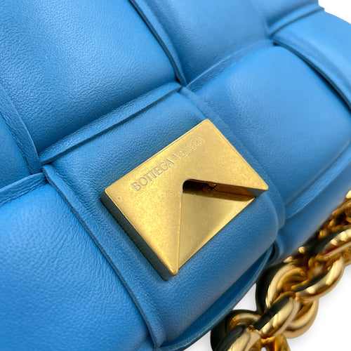 Cassette leather Blue Crossbody Bag in Nappa Leather, Gold hardware