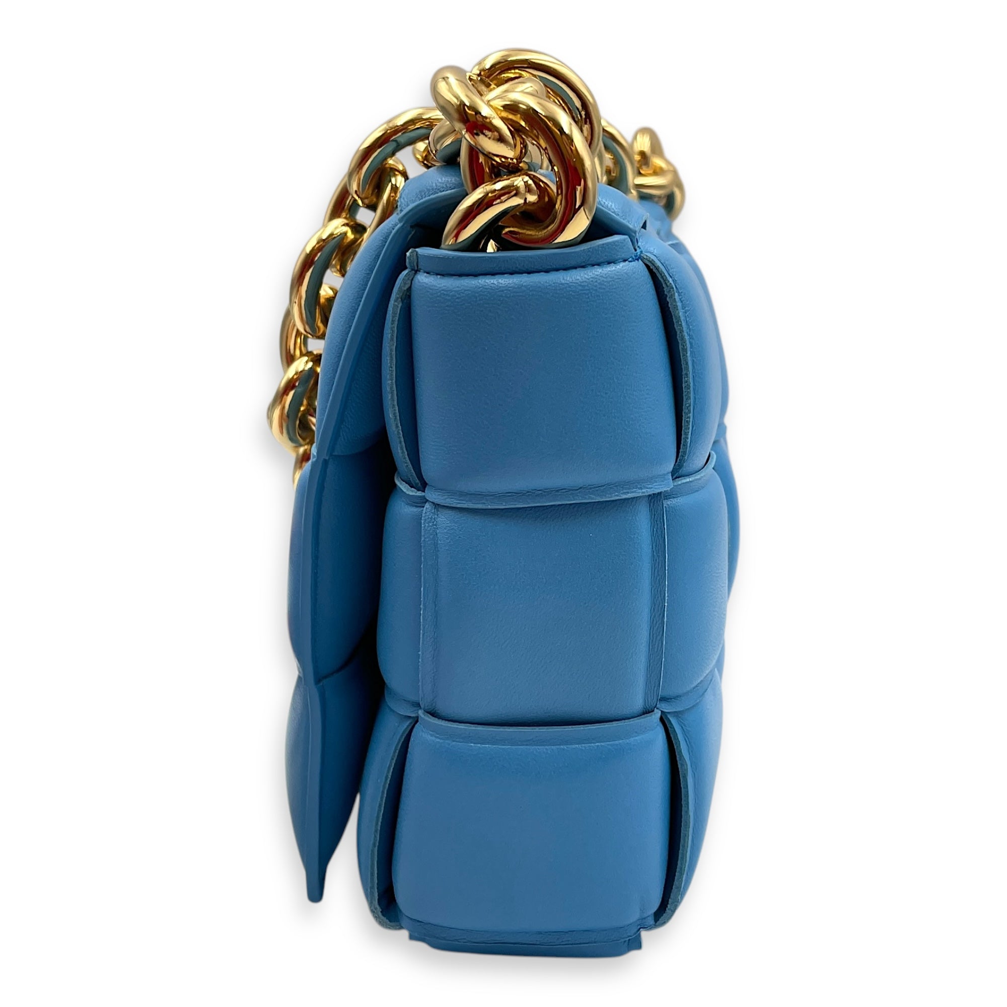 Cassette leather Blue Crossbody Bag in Nappa Leather, Gold hardware