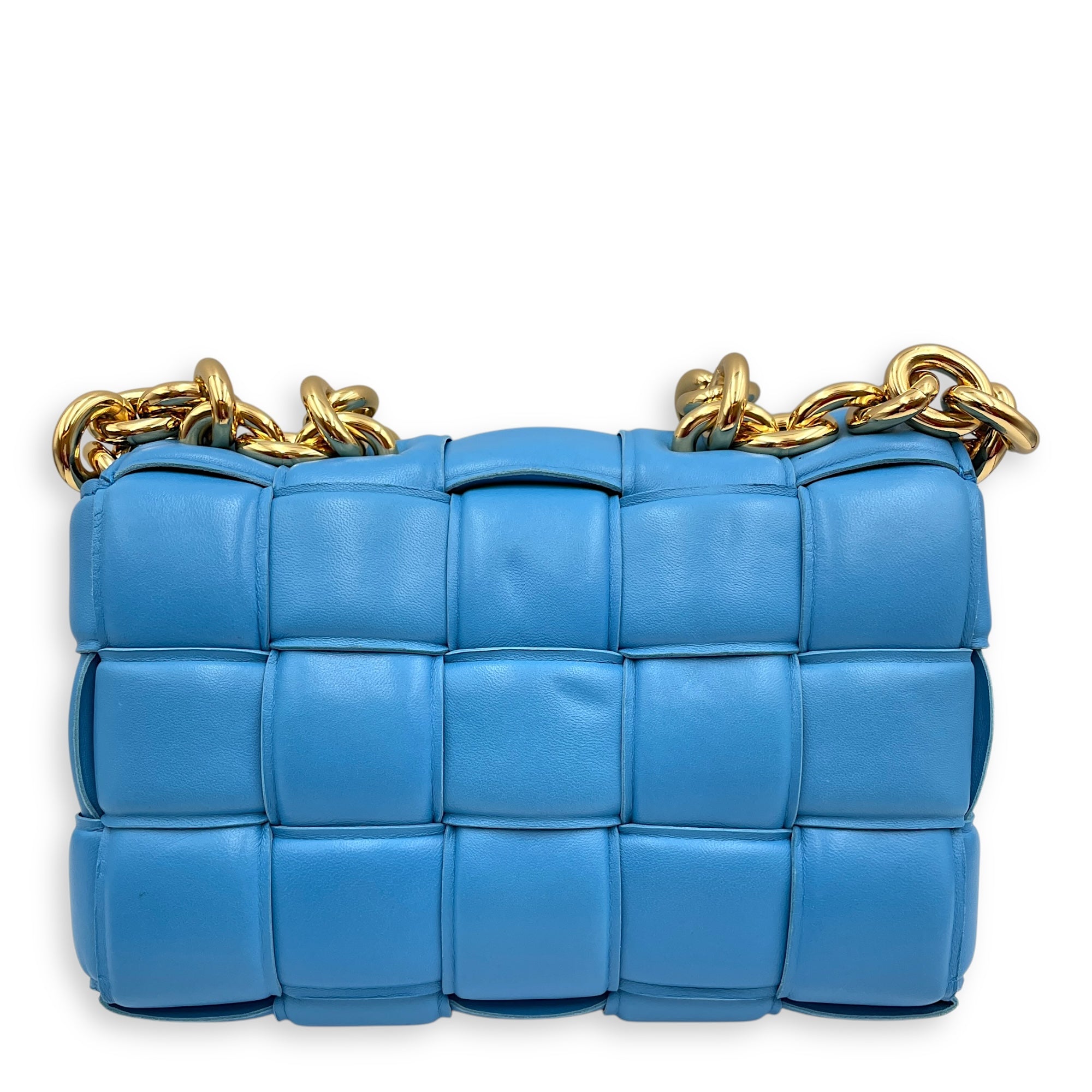 Cassette leather Blue Crossbody Bag in Nappa Leather, Gold hardware