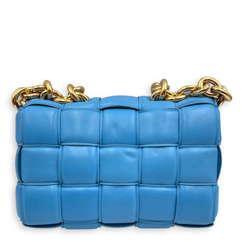 Cassette leather Blue Crossbody Bag in Nappa Leather, Gold hardware