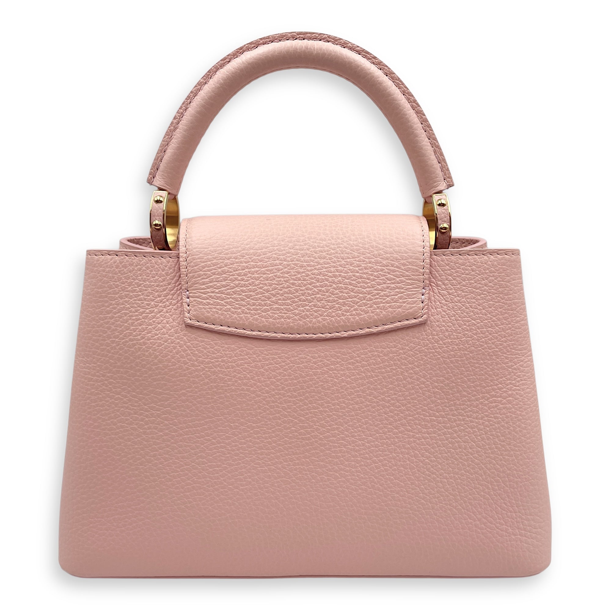 Capucines Pink Top Handle Bag in Taurillon Leather, Gold hardware