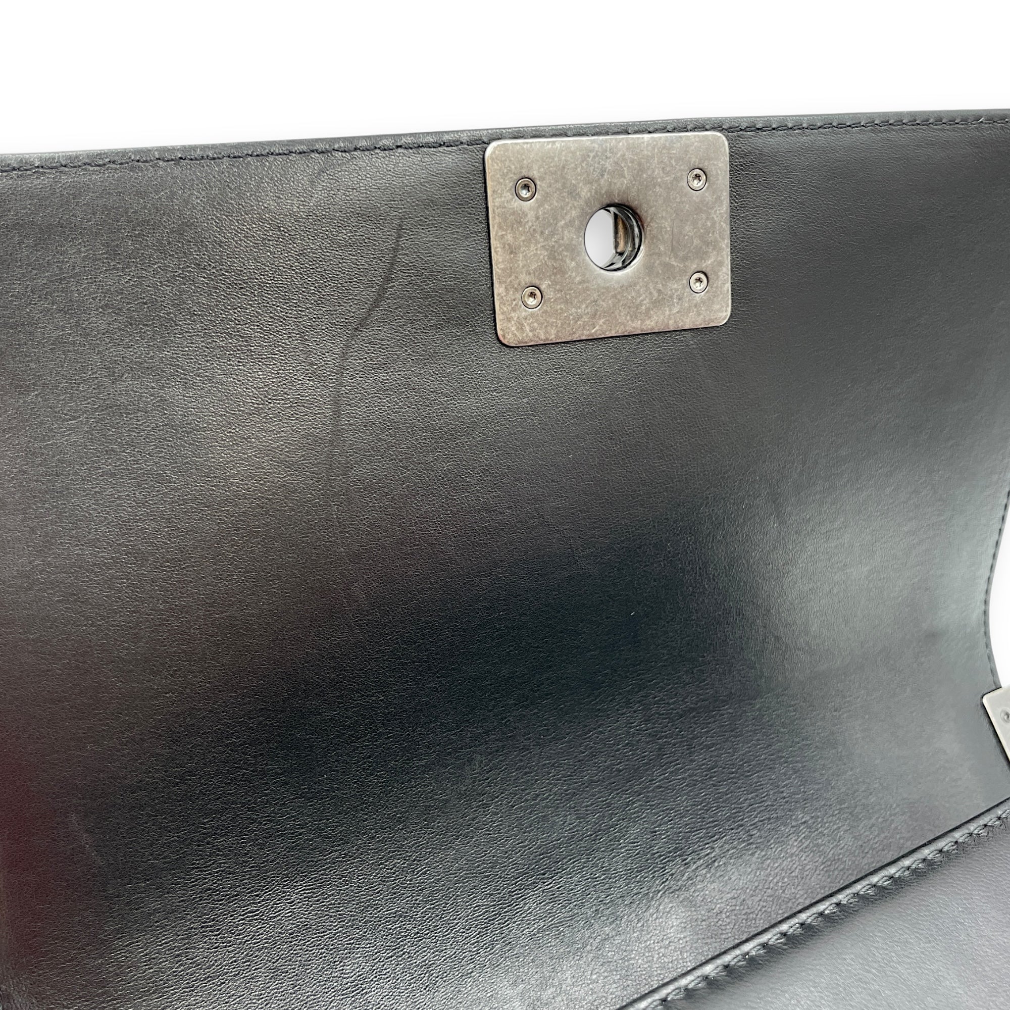 Boy Beige/Black Shoulder Bag in Lambskin, Ruthenium hardware