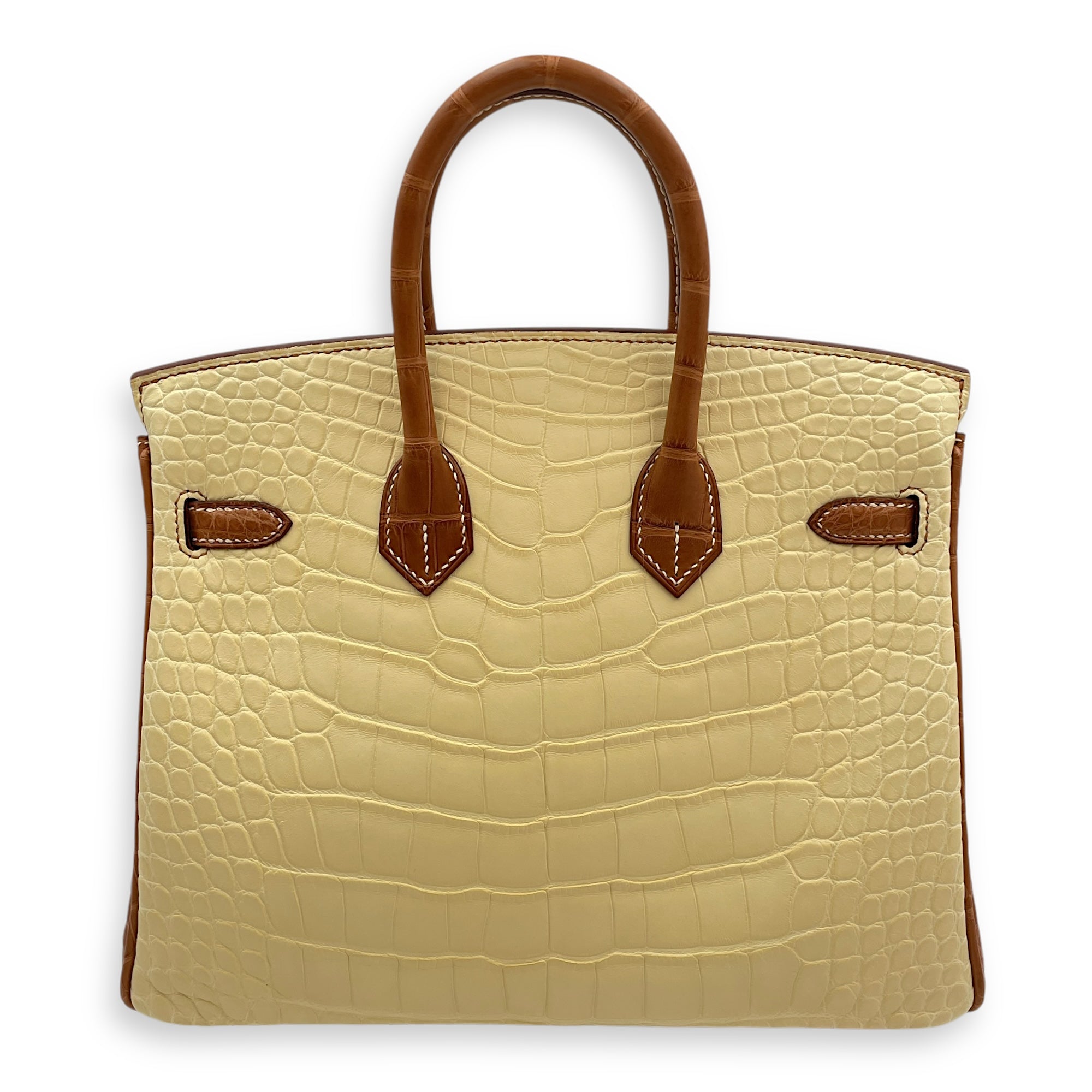HSS Birkin 25 Vanille/Gold in Matte Alligator, Brushed Gold hardware