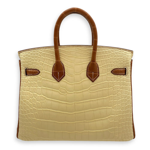 HSS Birkin 25 Vanille/Gold in Matte Alligator, Brushed Gold hardware