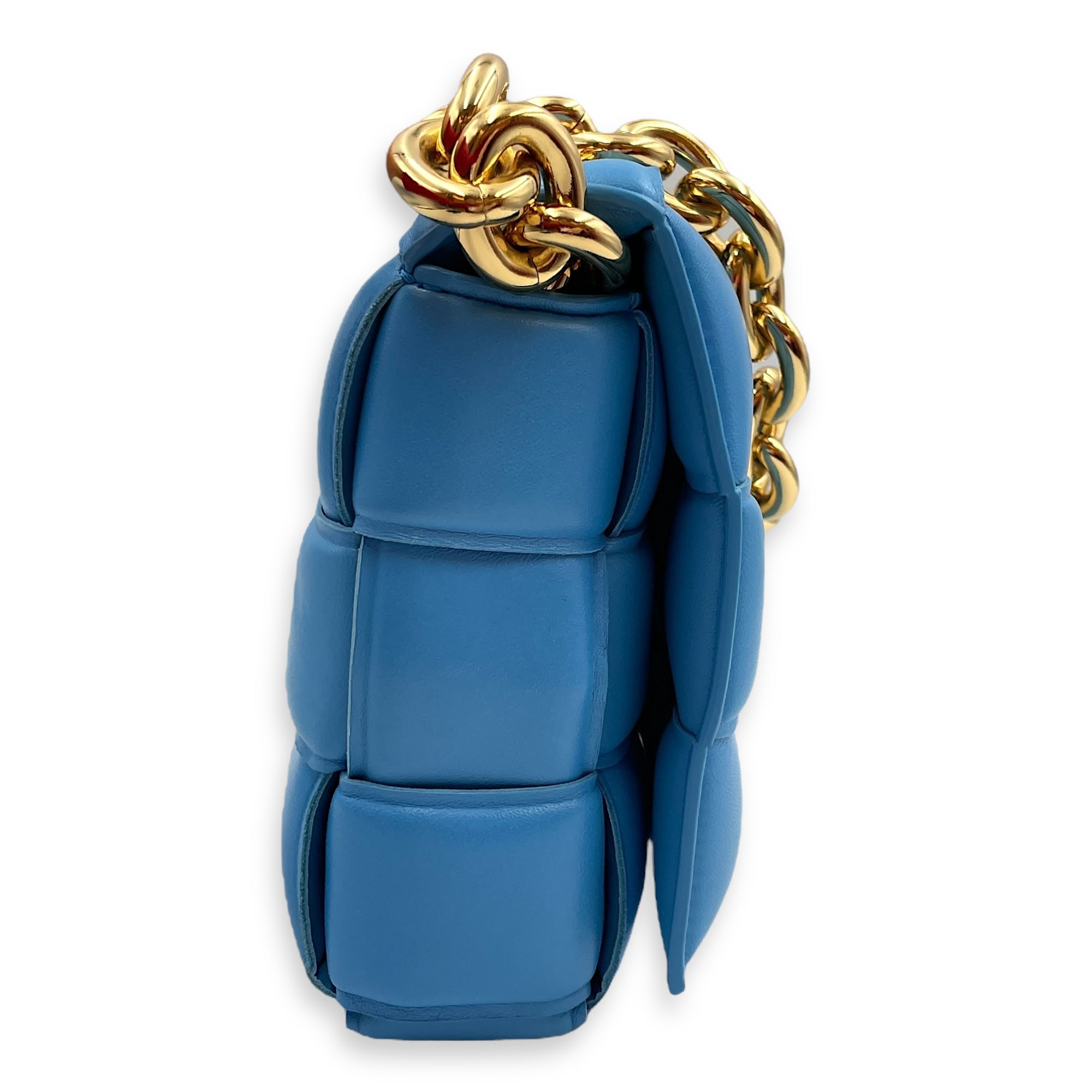 Cassette leather Blue Crossbody Bag in Nappa Leather, Gold hardware