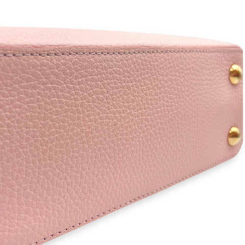 Capucines Pink Top Handle Bag in Taurillon Leather, Gold hardware