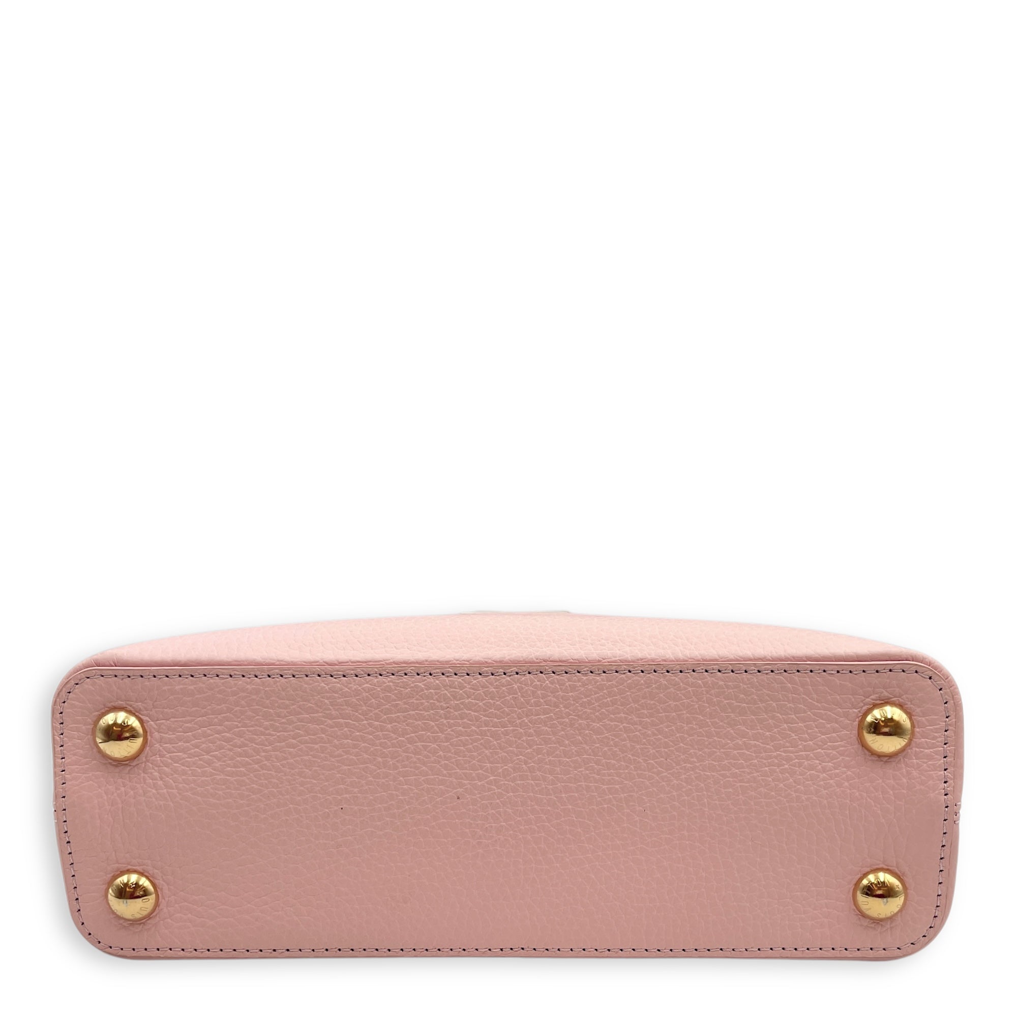 Capucines Pink Top Handle Bag in Taurillon Leather, Gold hardware