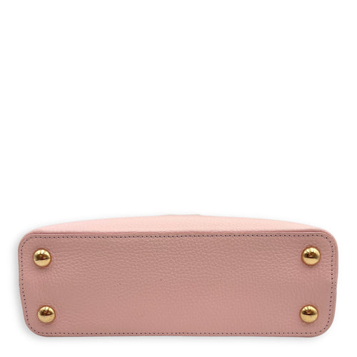Capucines Pink Top Handle Bag in Taurillon Leather, Gold hardware