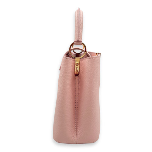 Capucines Pink Top Handle Bag in Taurillon Leather, Gold hardware
