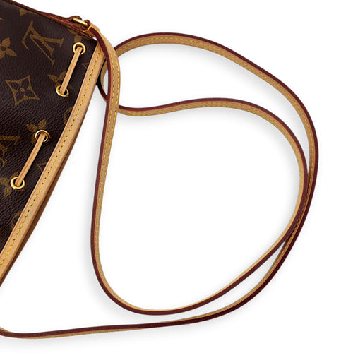 Noe Monogram Petit Bucket Bag in Coated Canvas, Gold hardware