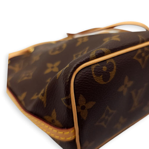 Noe Monogram Petit Bucket Bag in Coated Canvas, Gold hardware