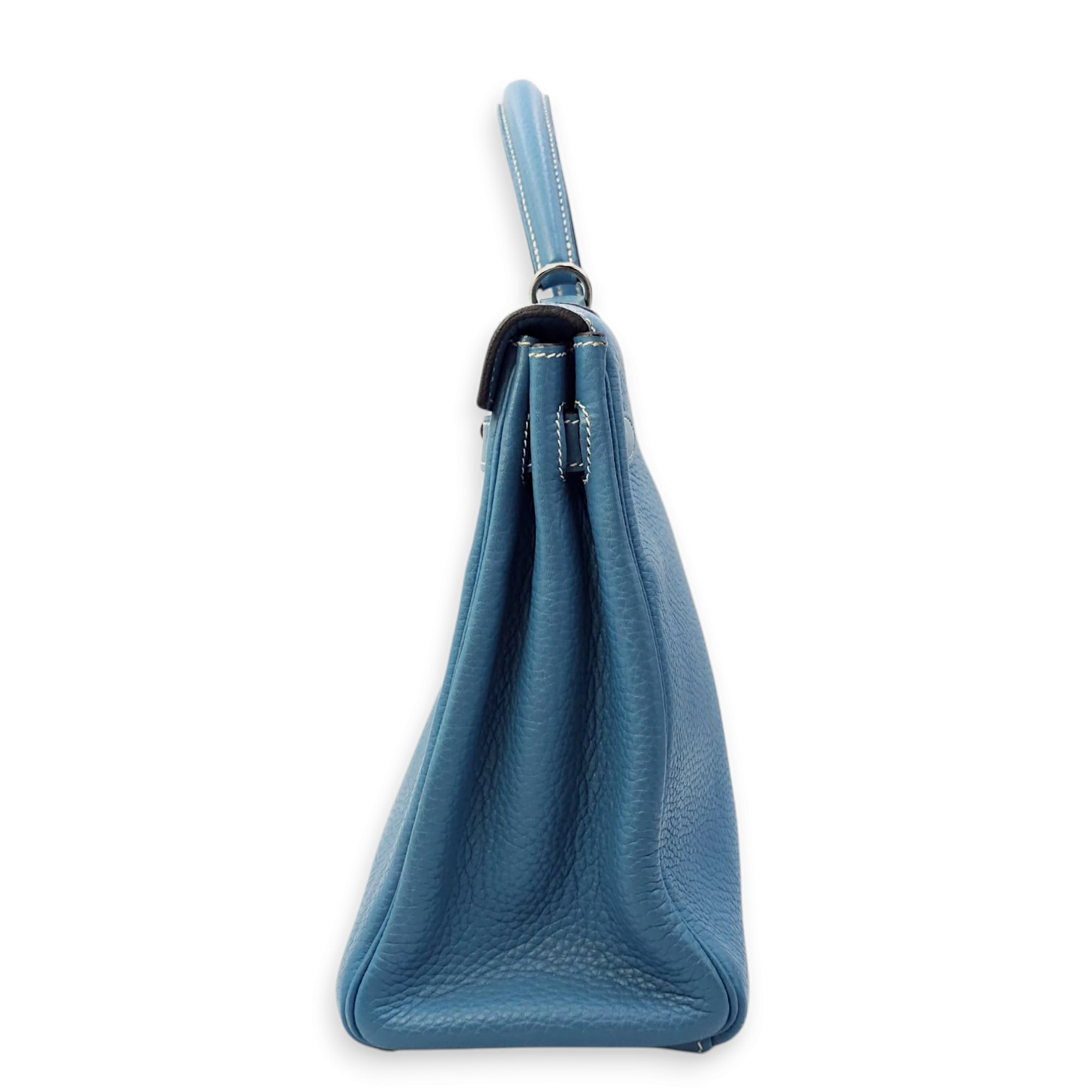 Kelly 32 Blue Jean in Togo, Palladium hardware
