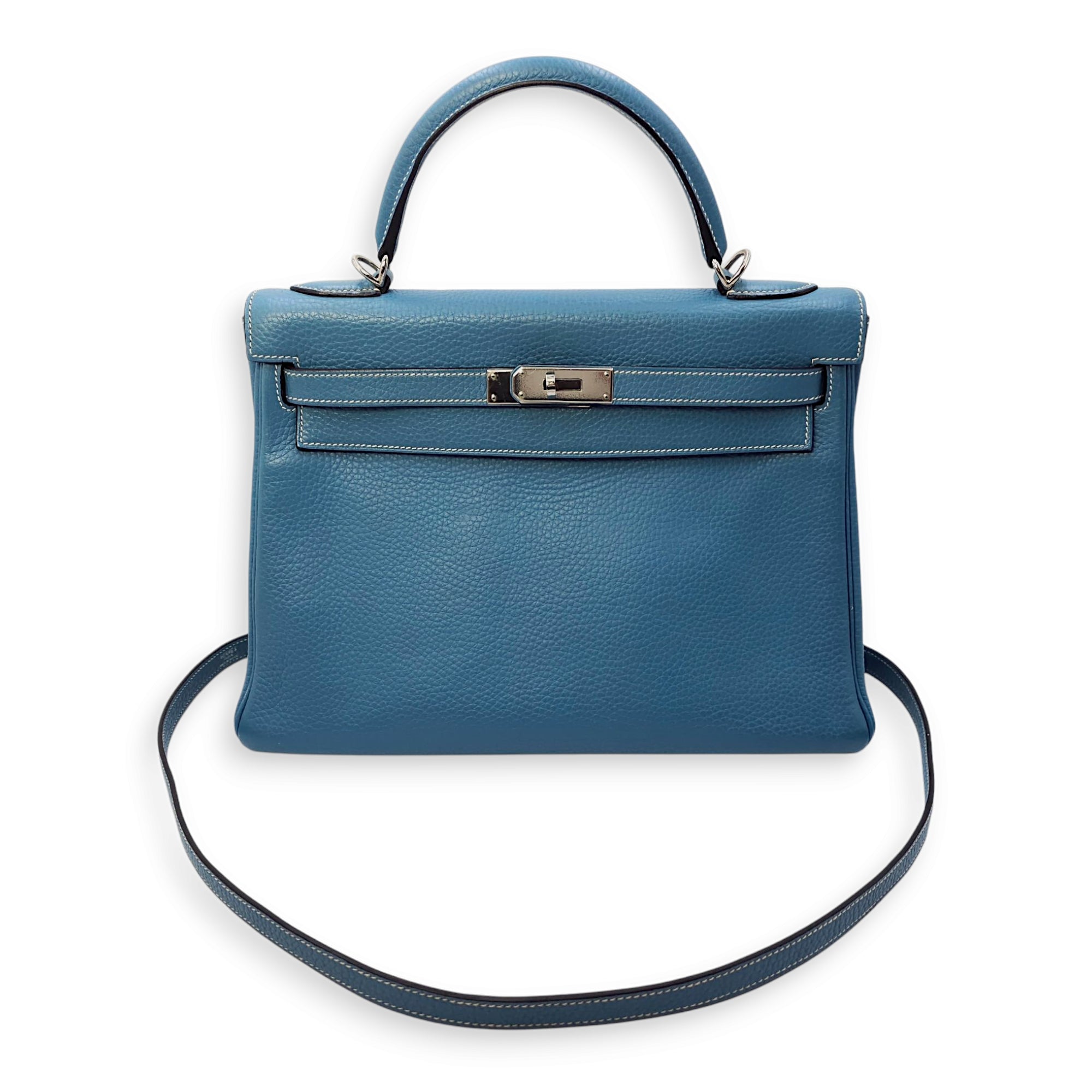 Kelly 32 Blue Jean in Togo, Palladium hardware