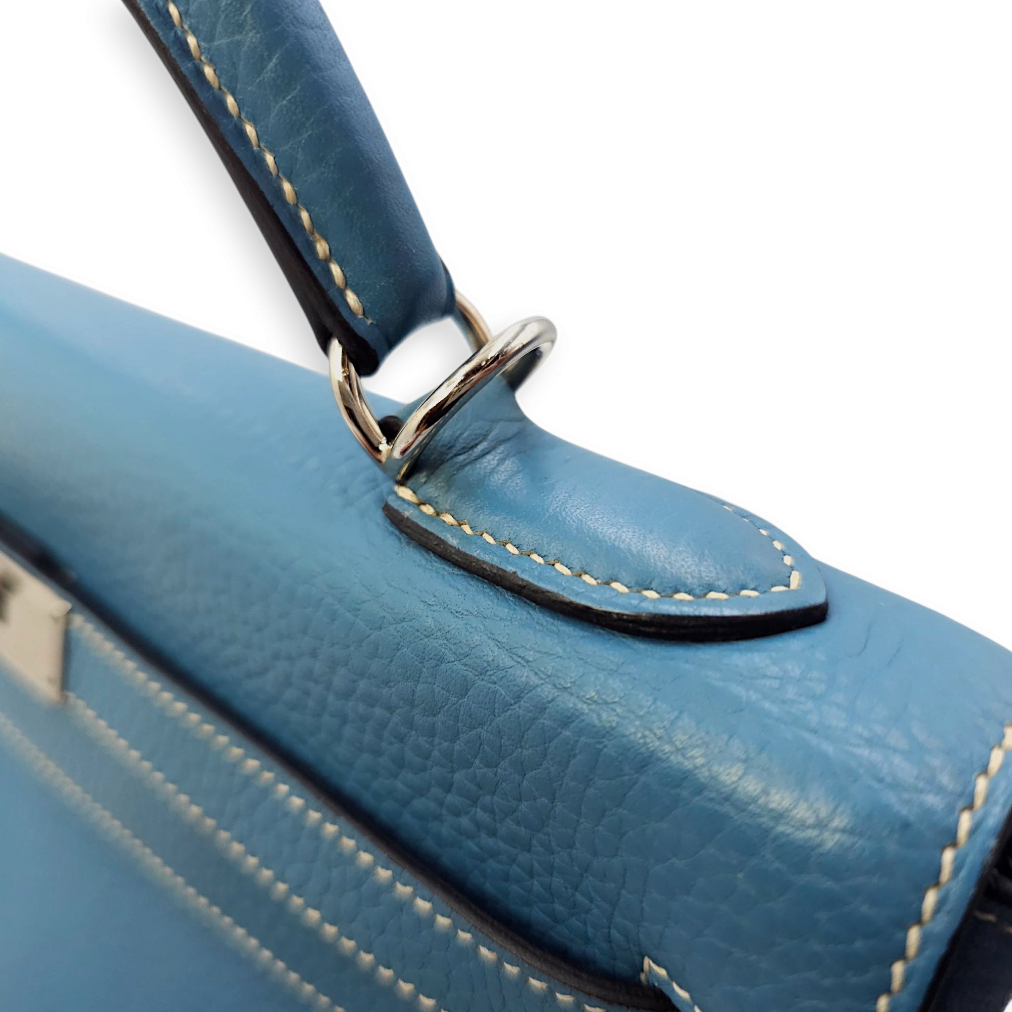 Kelly 32 Blue Jean in Togo, Palladium hardware