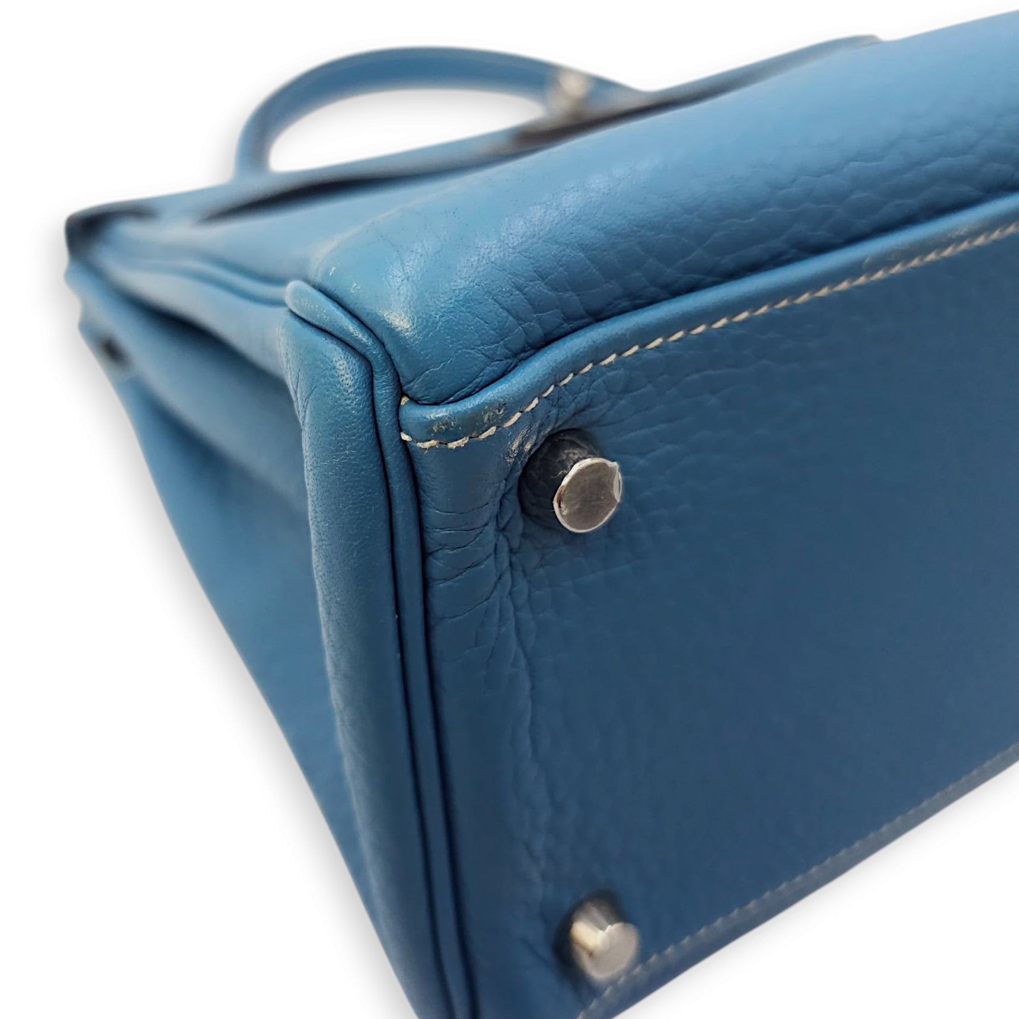 Kelly 32 Blue Jean in Togo, Palladium hardware