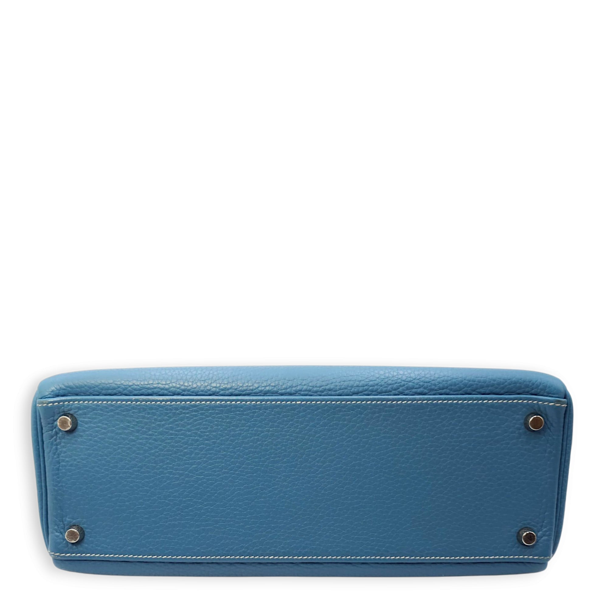 Kelly 32 Blue Jean in Togo, Palladium hardware