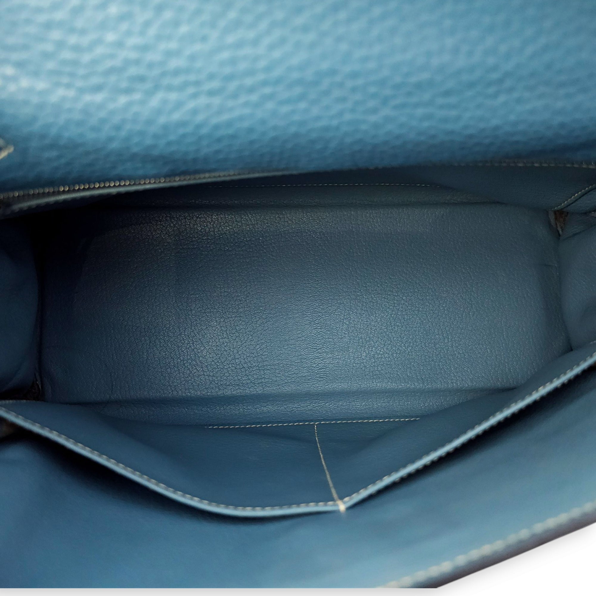Kelly 32 Blue Jean in Togo, Palladium hardware