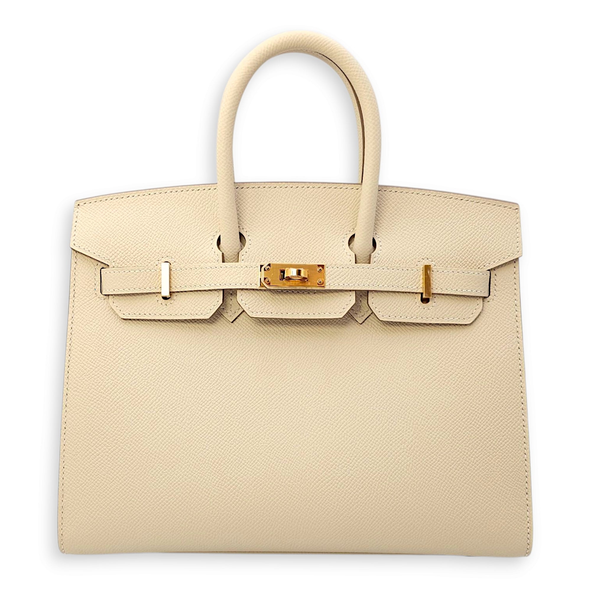 Birkin 25 Craie in Epsom, Gold hardware