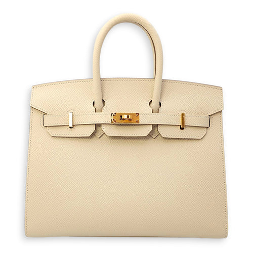Birkin 25 Craie in Epsom, Gold hardware