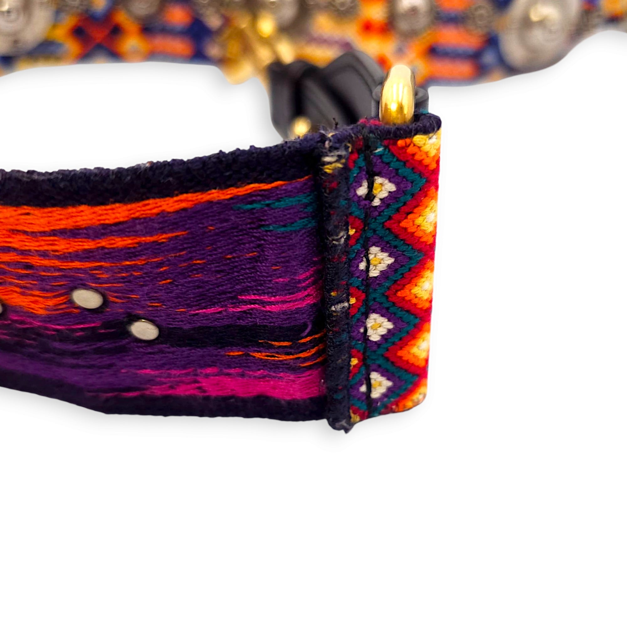 Guitar Multi-colour Strap in Canvas, Gold/Resin hardware
