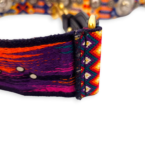 Guitar Multi-colour Strap in Canvas, Gold/Resin hardware