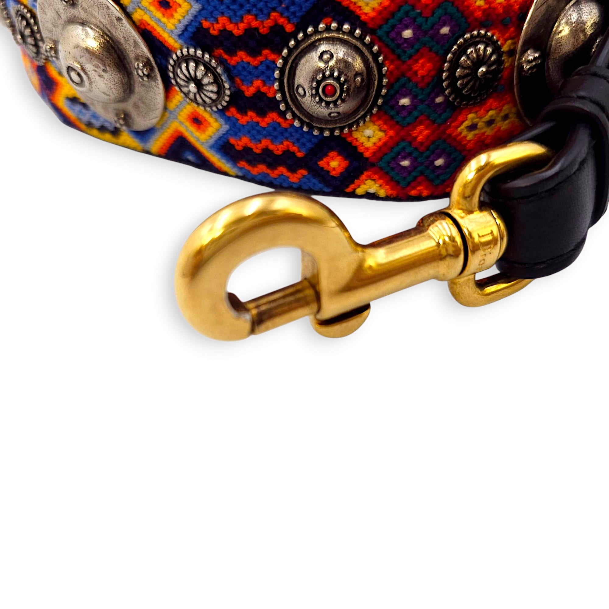 Guitar Multi-colour Strap in Canvas, Gold/Resin hardware
