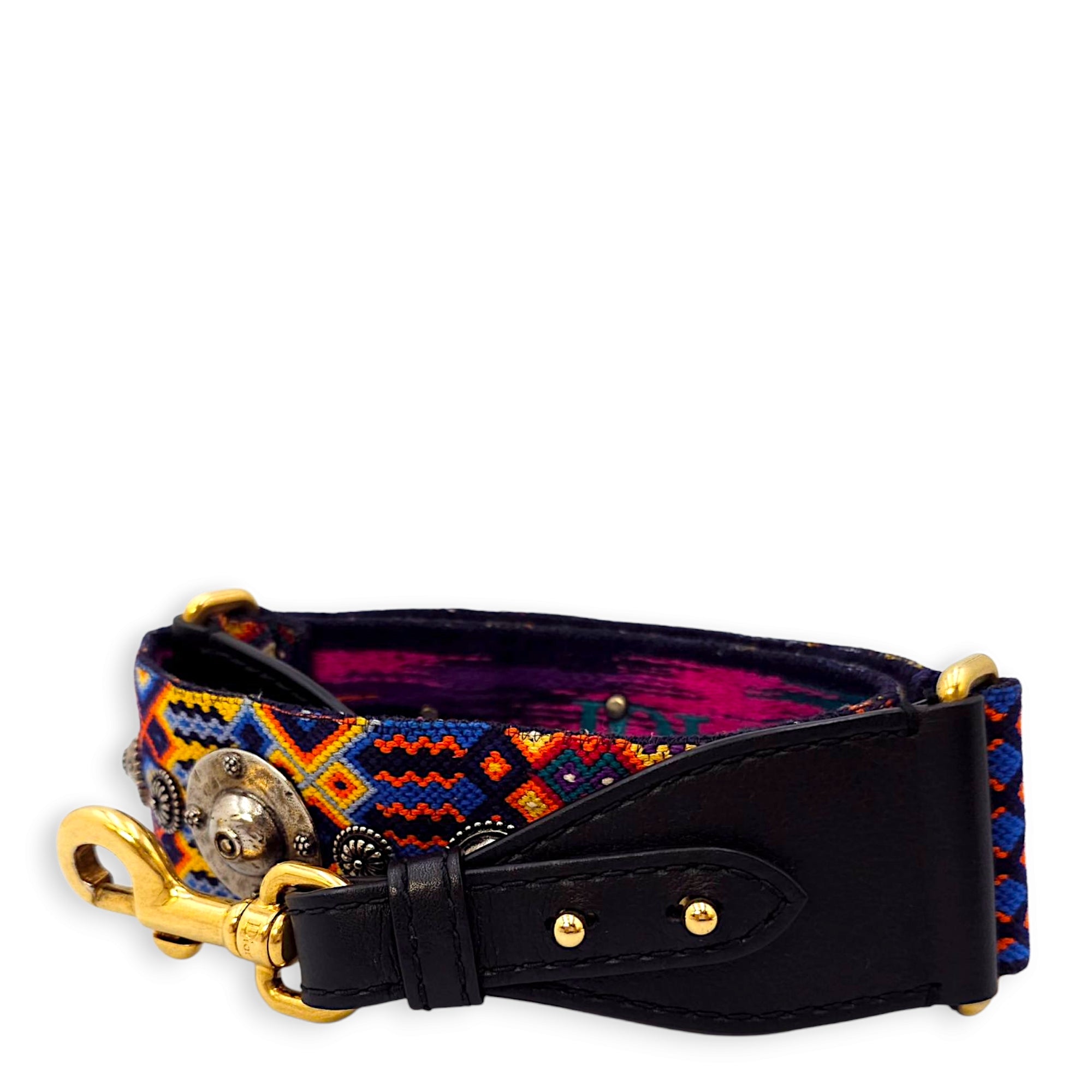 Guitar Multi-colour Strap in Canvas, Gold/Resin hardware