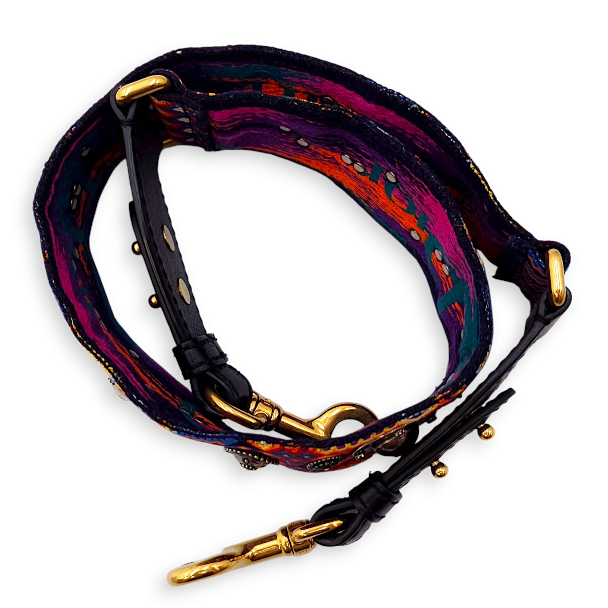 Guitar Multi-colour Strap in Canvas, Gold/Resin hardware