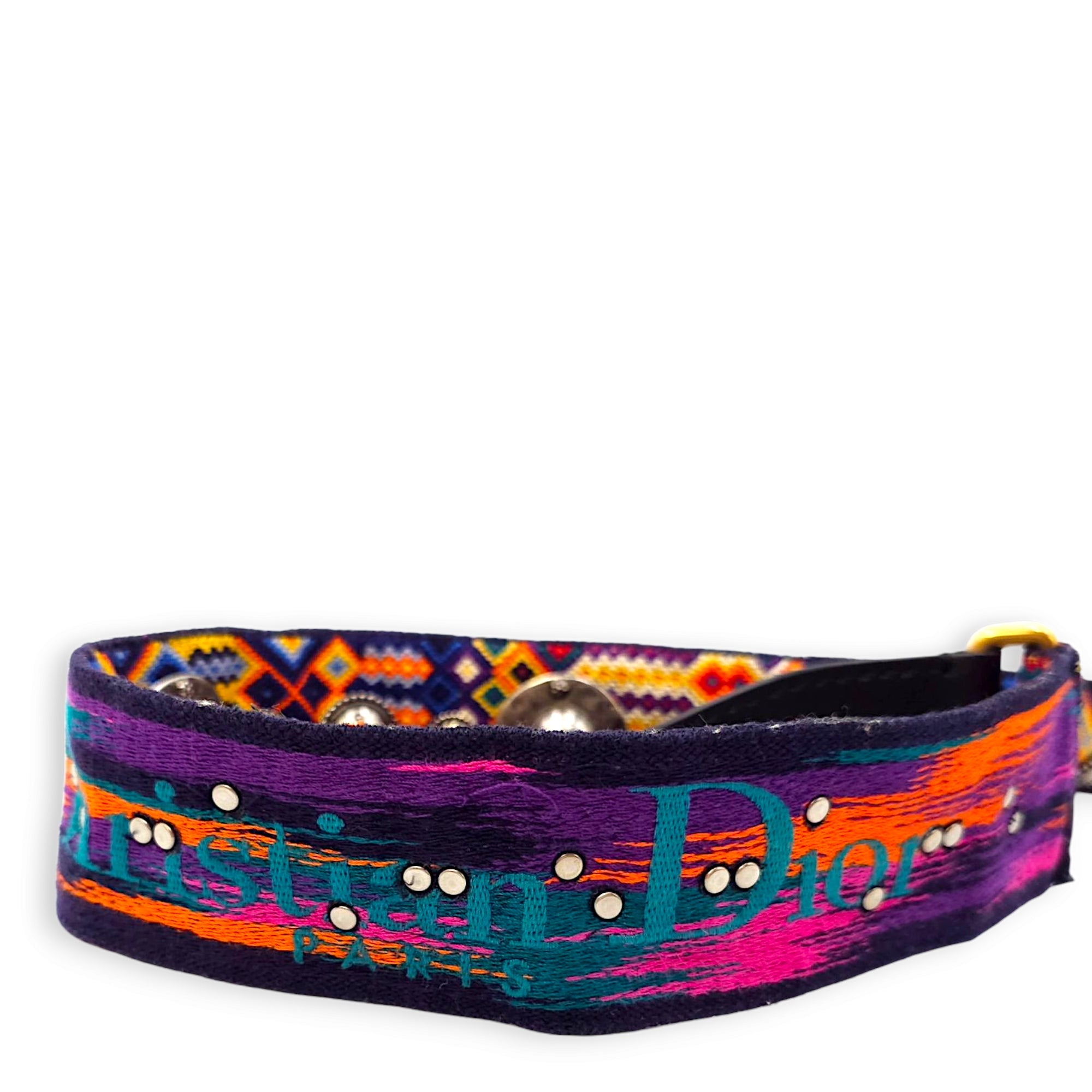 Guitar Multi-colour Strap in Canvas, Gold/Resin hardware