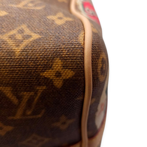 Keepall Bandouliere Duffle Bag in Coated Canvas, Gold hardware