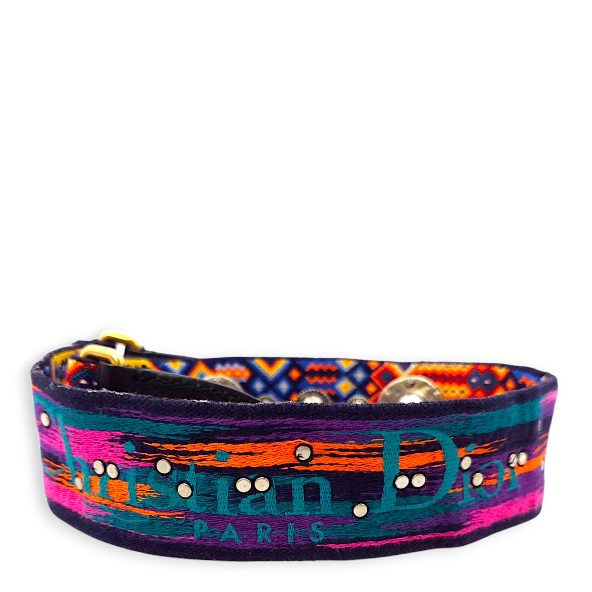 Guitar Multi-colour Strap in Canvas, Gold/Resin hardware
