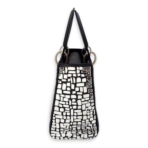 Mosaic of Mirrors Lady Dior Black Top Handle Bag in Calfskin, Ruthenium hardware