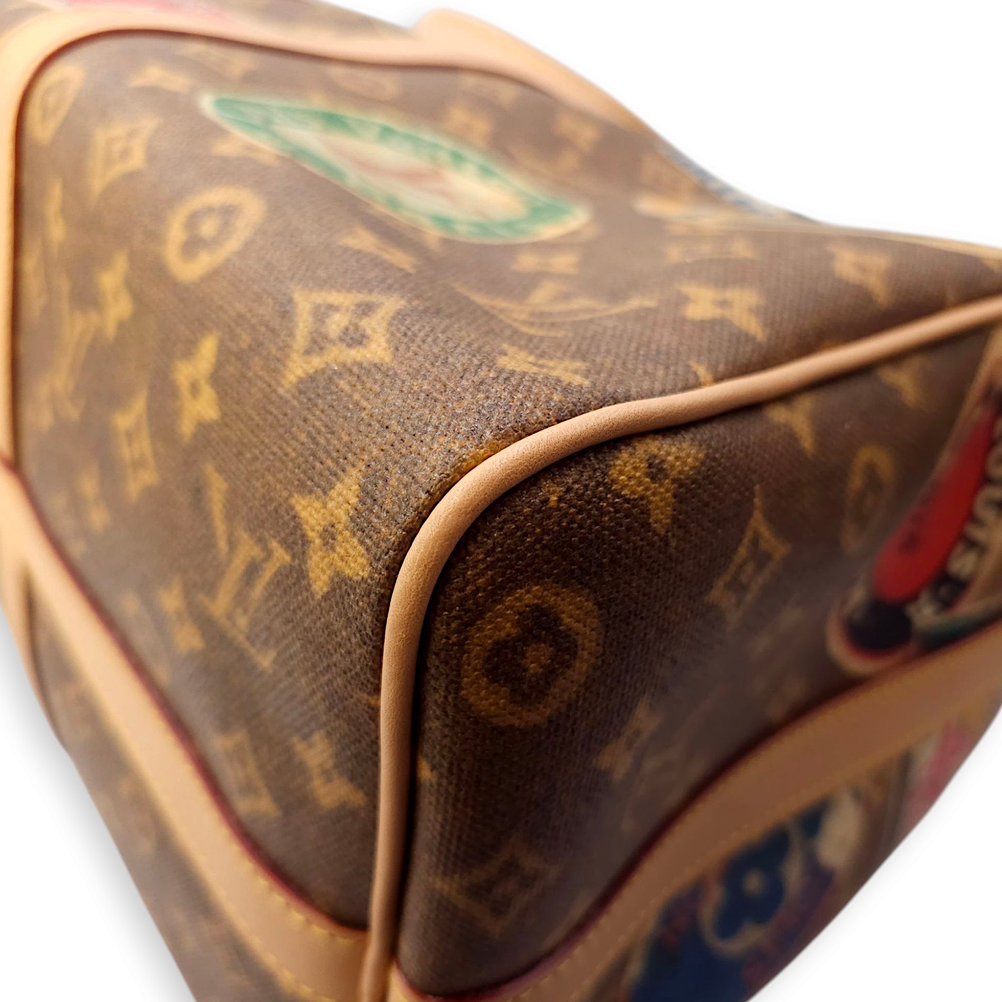Keepall Bandouliere Duffle Bag in Coated Canvas, Gold hardware