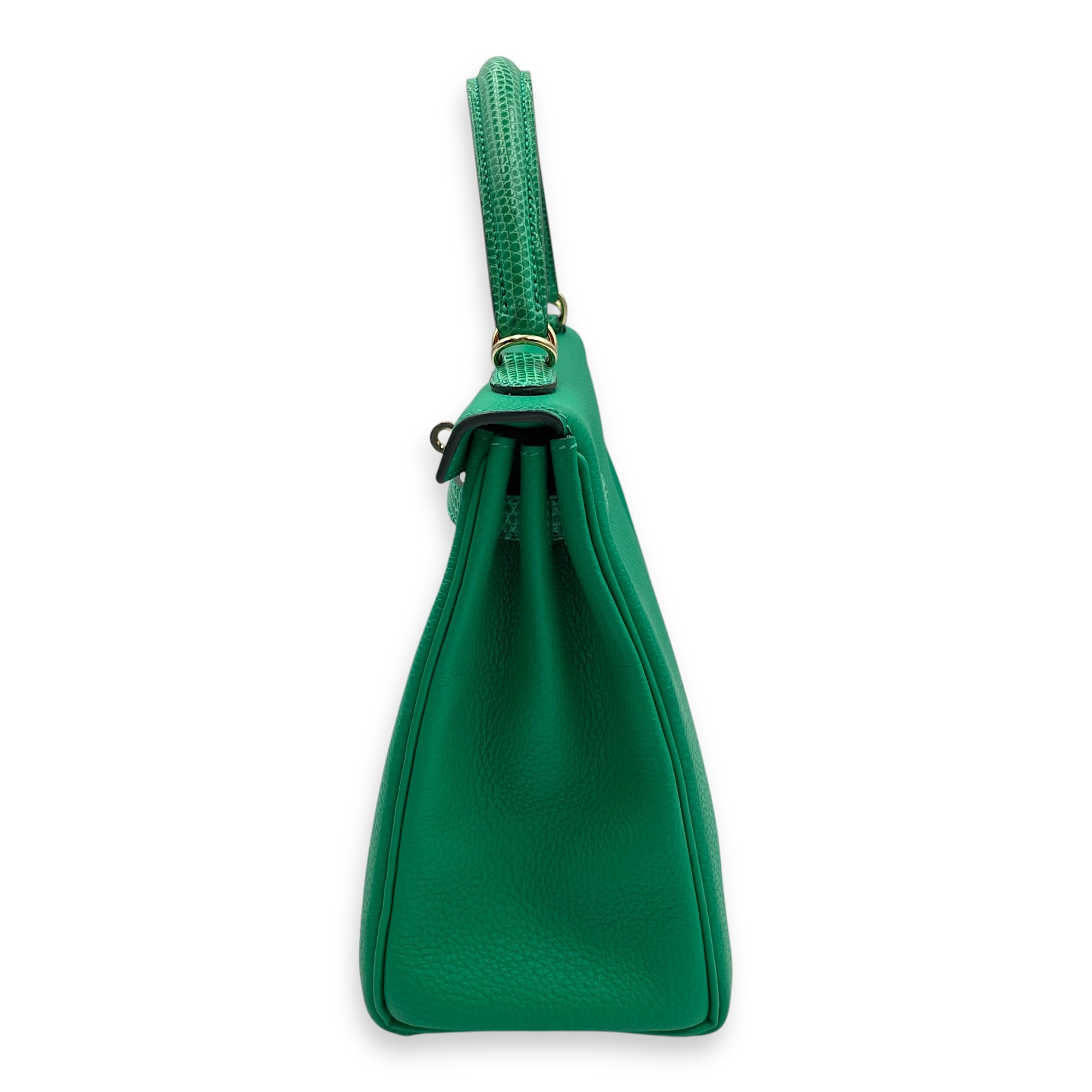 Kelly Touch 25 Menthe in Togo/Lizard Niloticus, Permabrass hardware