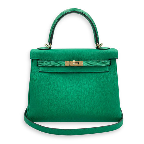 Kelly Touch 25 Menthe in Togo/Lizard Niloticus, Permabrass hardware