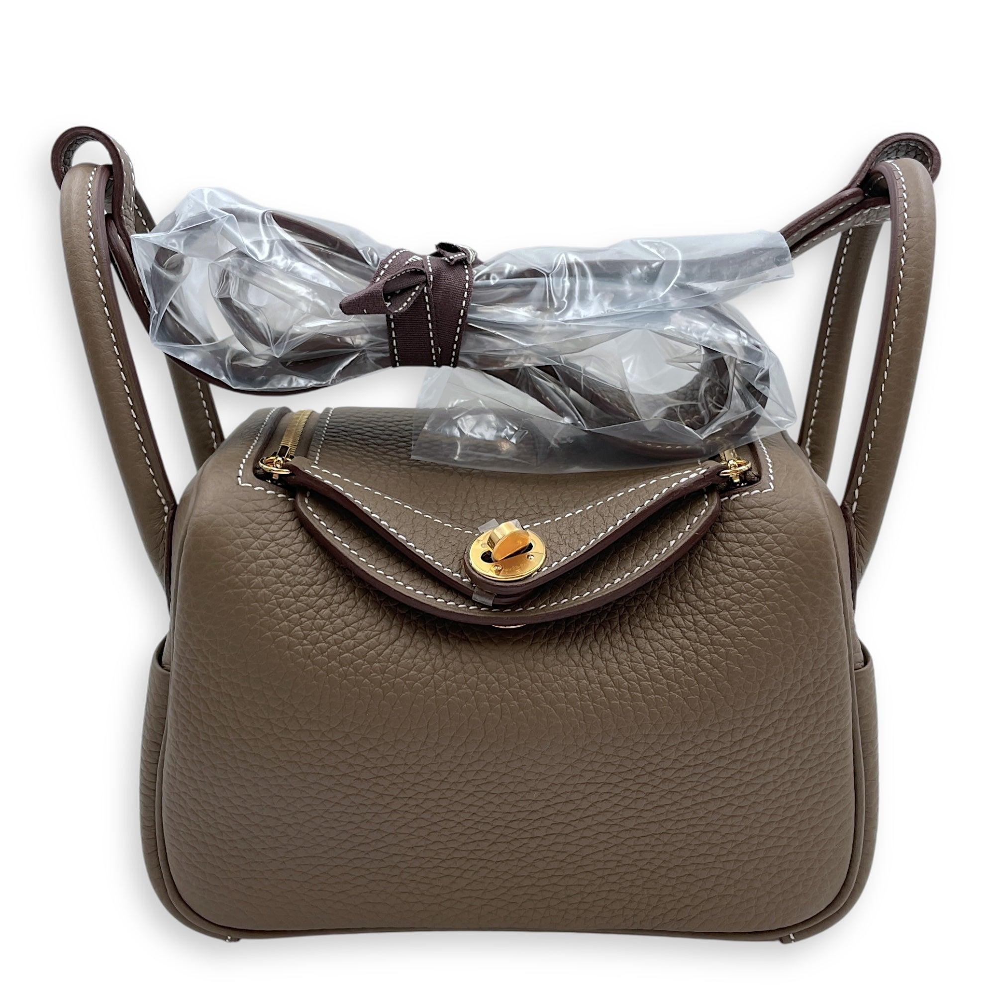 Lindy II Mini Etoupe in Clemence, Gold hardware