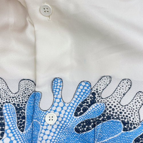 LV x YK Psychadelic Flower 2023 M White/Blue Shirt in Silk