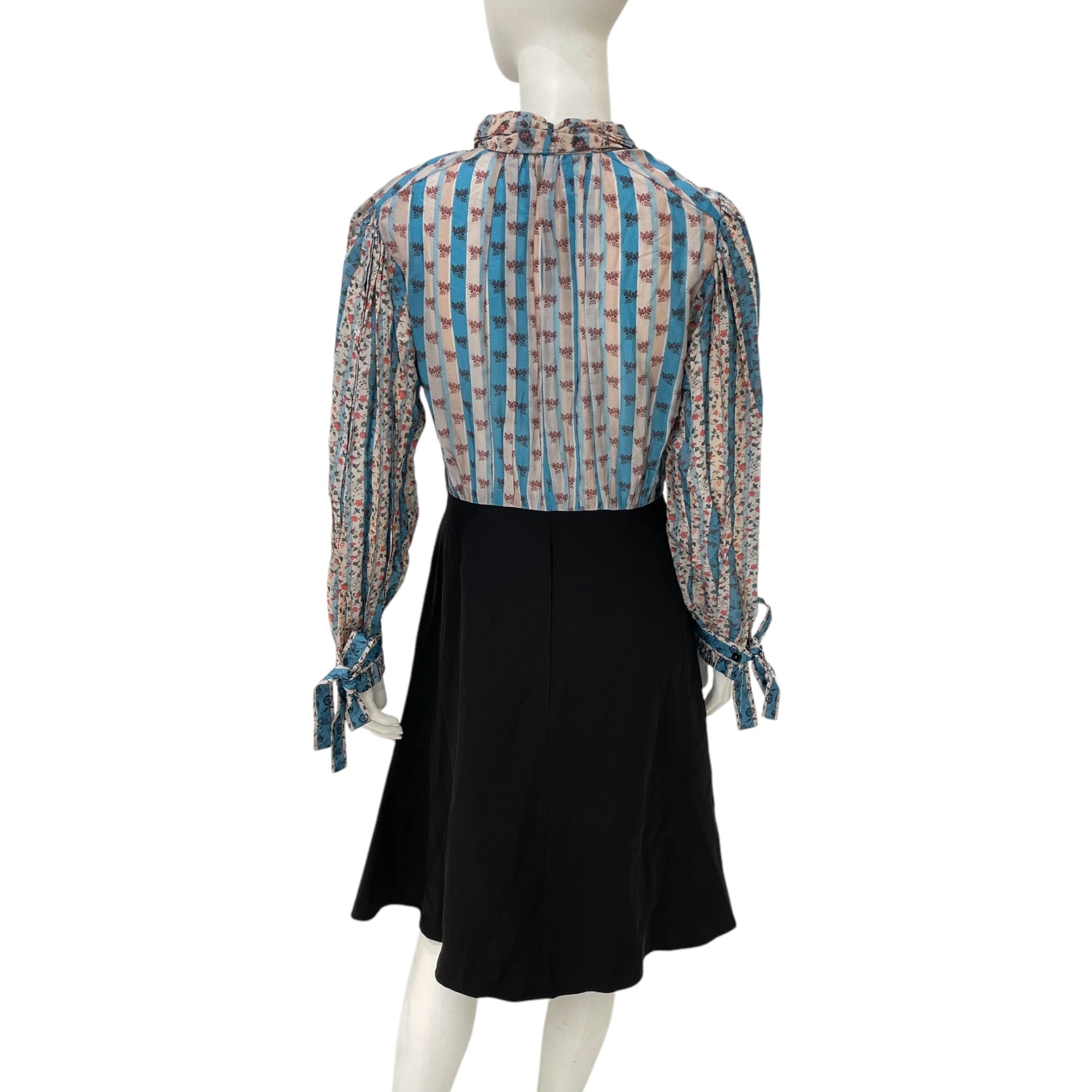 Visconti 38 Blue/Black Long Sleeve Dress in Silk