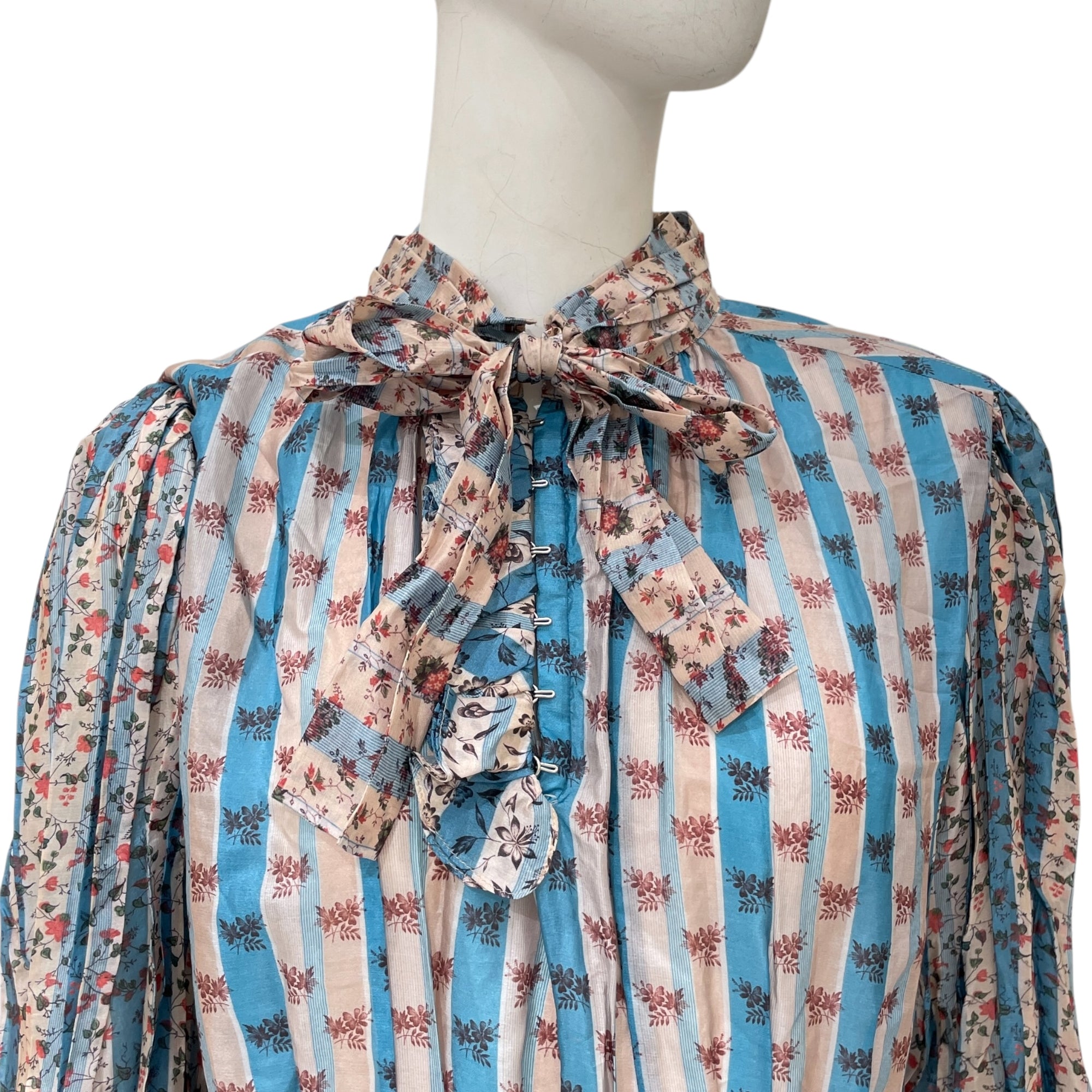 Visconti 38 Blue/Black Long Sleeve Dress in Silk