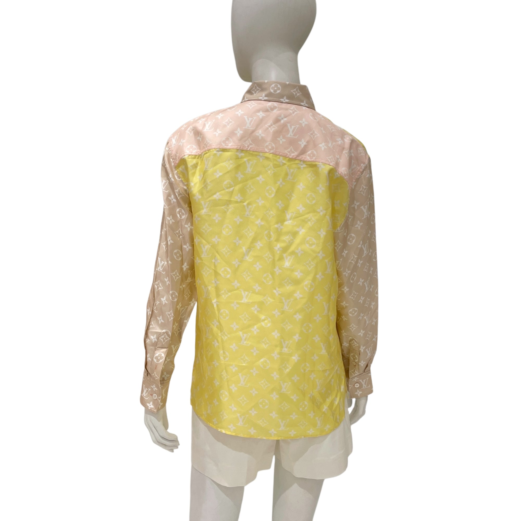 Pastel Monogram 38 Yellow Pyjama Shirt in Silk